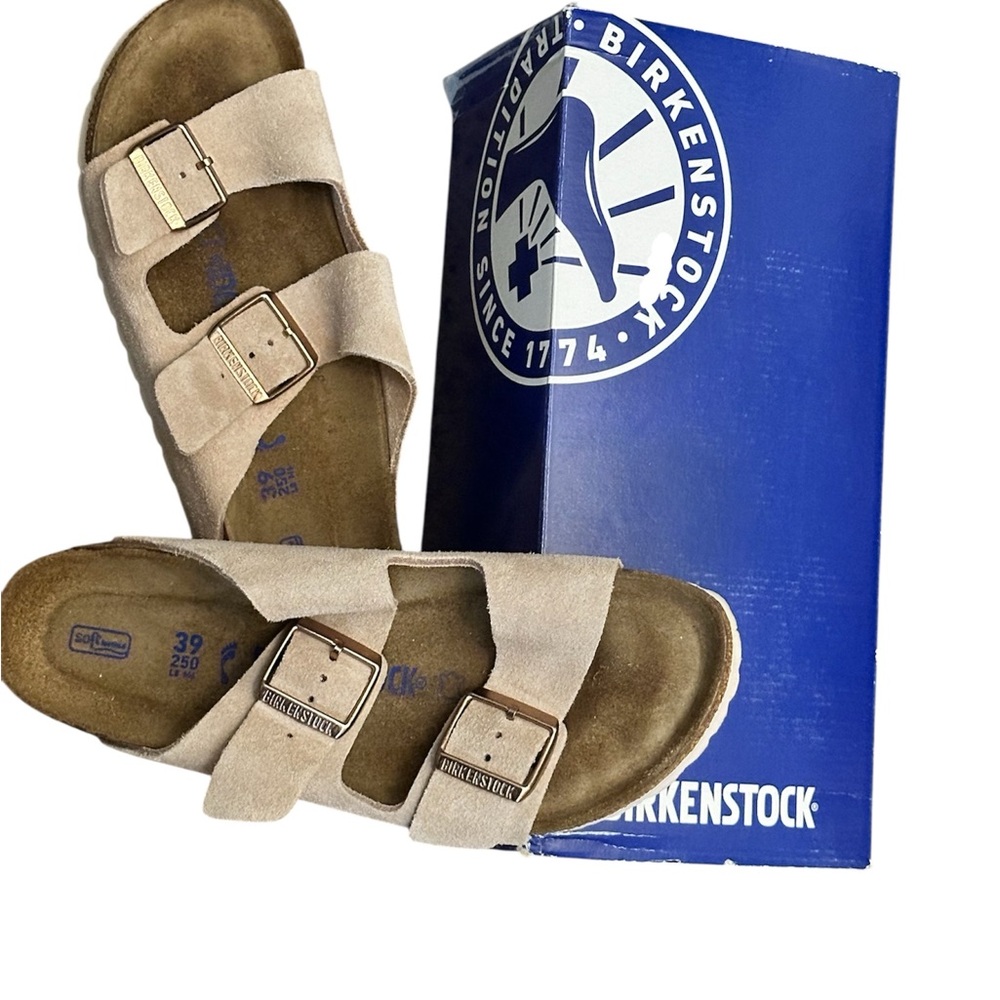 Birkenstock Tan Suede Sandals Soft footbed